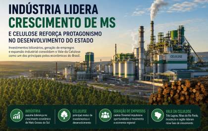 Indústria lidera crescimento de MS e reforça protagonismo da celulose no Estado